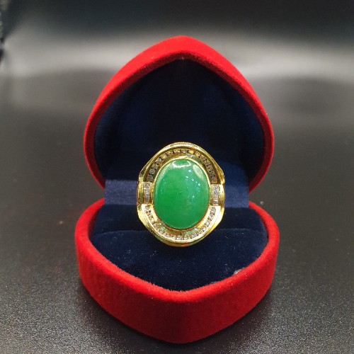 TURBO [A玉] 男装蛋玉黄金戒指 916 Men's Egg Jade Gold Ring