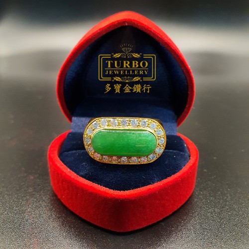 TURBO [A玉] 马鞍玉黄金戒指 916 Saddle Jade Gold Ring